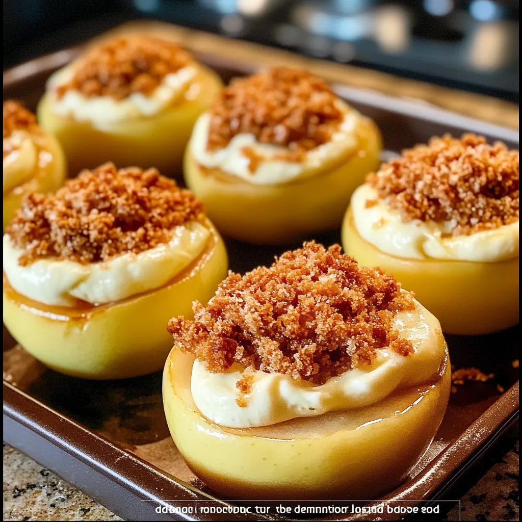 Cinnamon-Spiced Cheesecake Stuffed Baked Apples with Caramel Drizzle