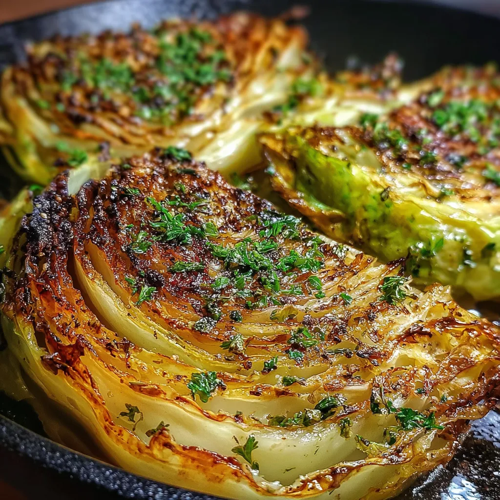 Perfectly Roasted Cabbage Steaks with Garlic Herb Butter and Parmesan - secondary view