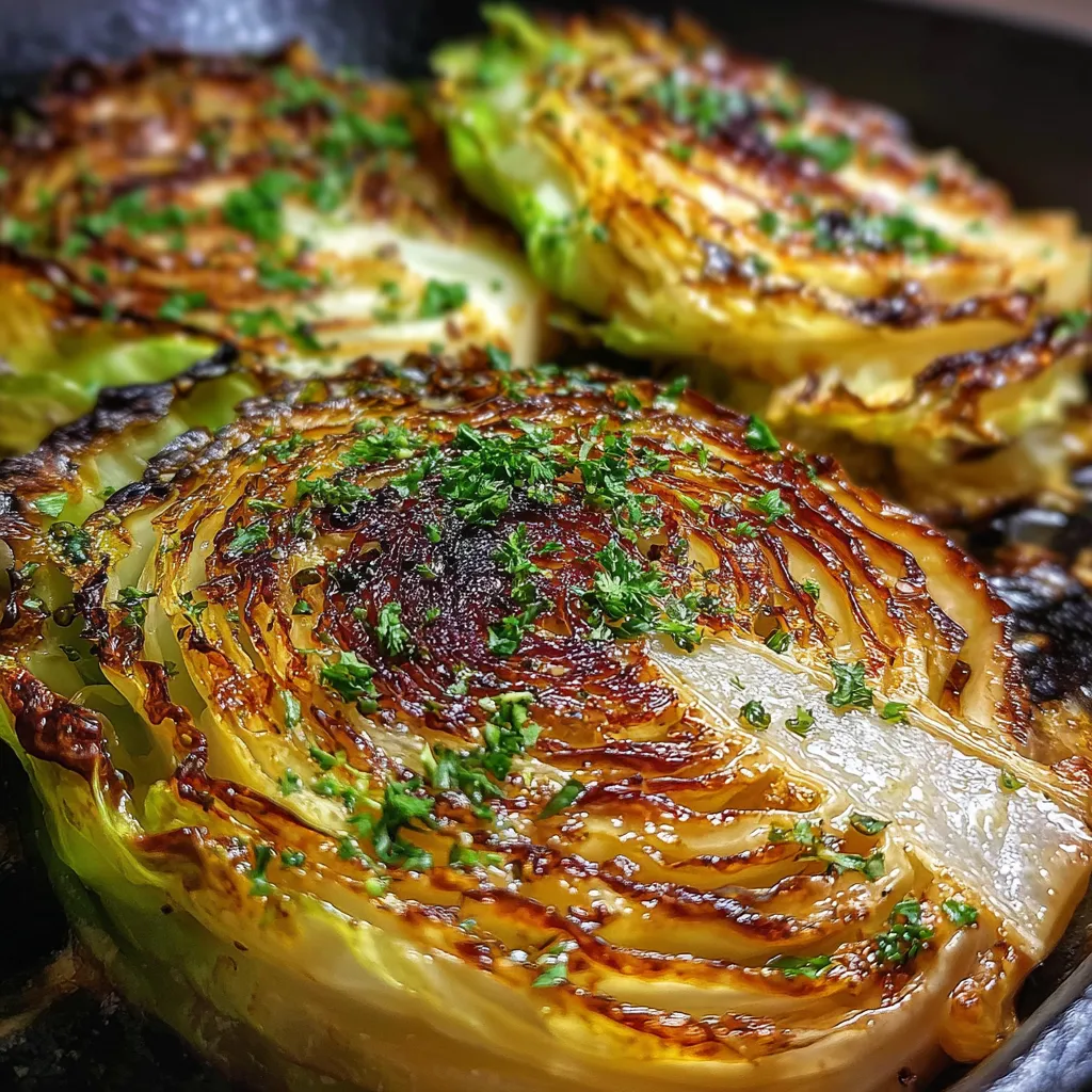 Perfectly Roasted Cabbage Steaks with Garlic Herb Butter and Parmesan - tertiary view