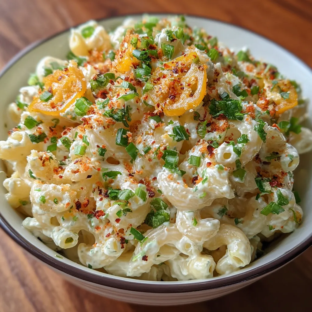 Creamy Jalapeño Popper Macaroni Salad with Bacon and Cream Cheese - tertiary view