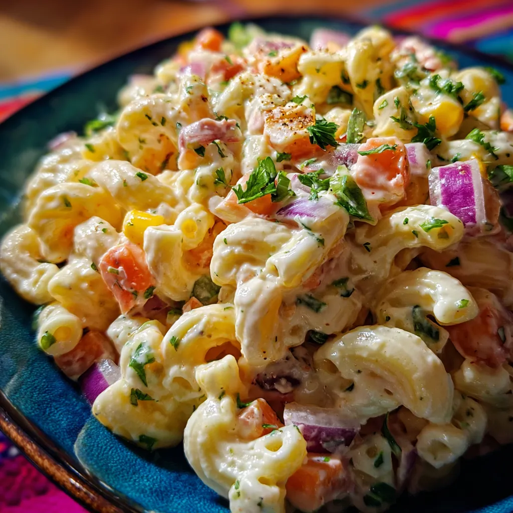 Spicy Mexican Macaroni Salad with Chipotle Dressing and Fresh Cilantro - tertiary view