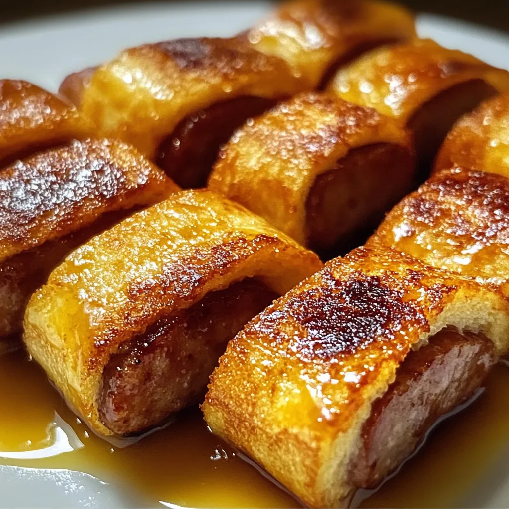 Golden Sausage French Toast Roll-Ups with Maple Cinnamon Glaze - tertiary view