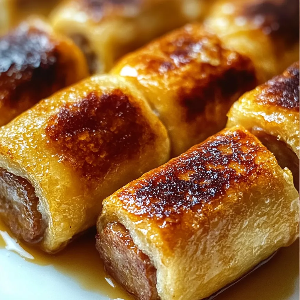 Golden Sausage French Toast Roll-Ups with Maple Cinnamon Glaze