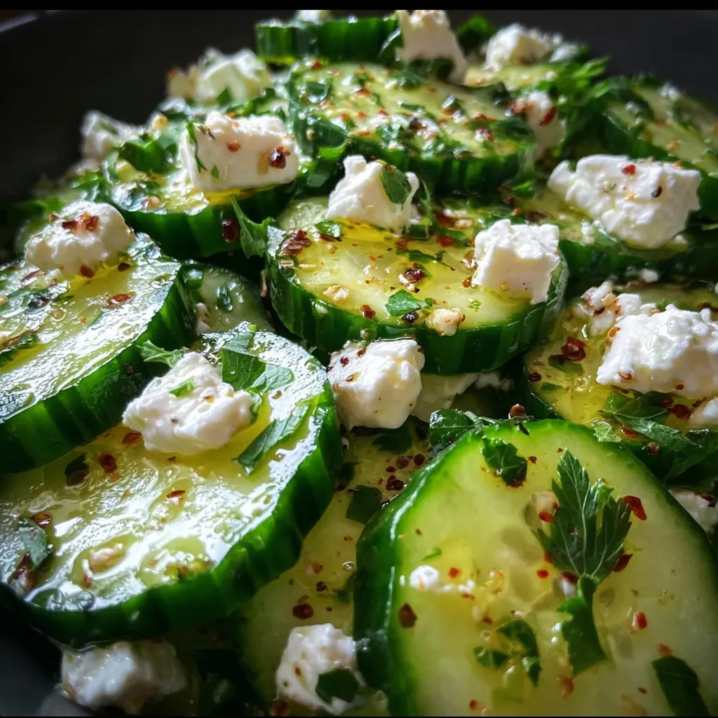 Mediterranean Cucumber Feta Salad with Fresh Herbs and Lemon Vinaigrette - secondary view