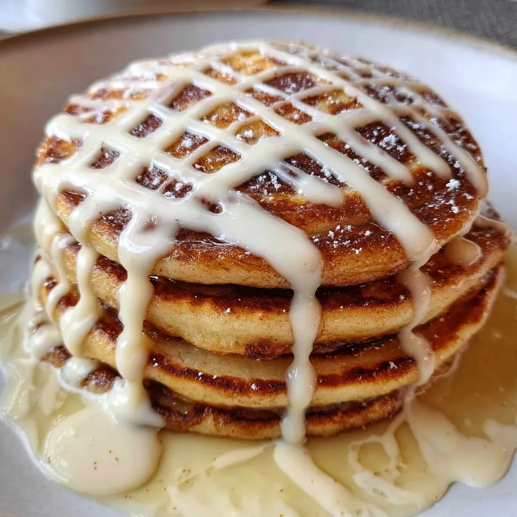 Cinnamon Roll Pancakes with Rich Cream Cheese Glaze and Buttery Cinnamon Swirl - tertiary view