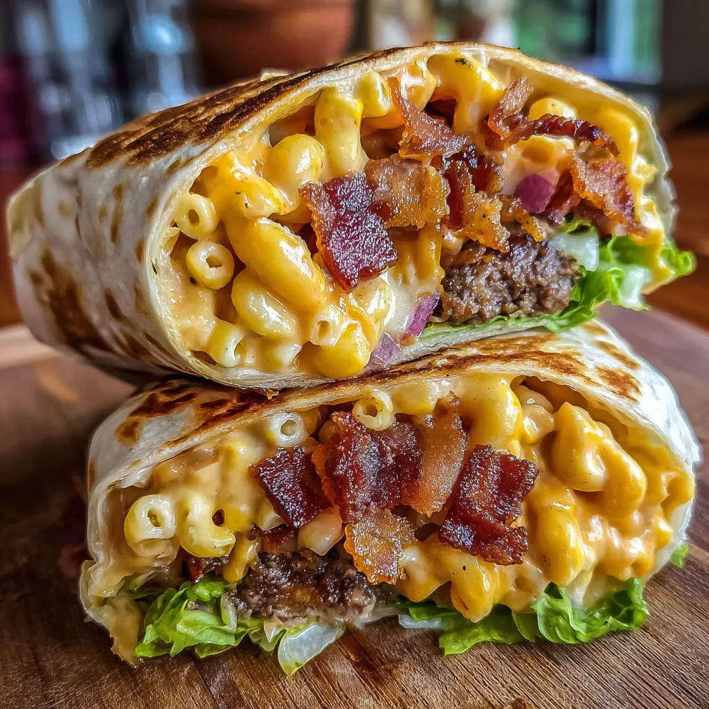 Ultimate Bacon Mac 'n' Cheese Burger Wrap with Crispy Bacon and Three-Cheese Blend - tertiary view
