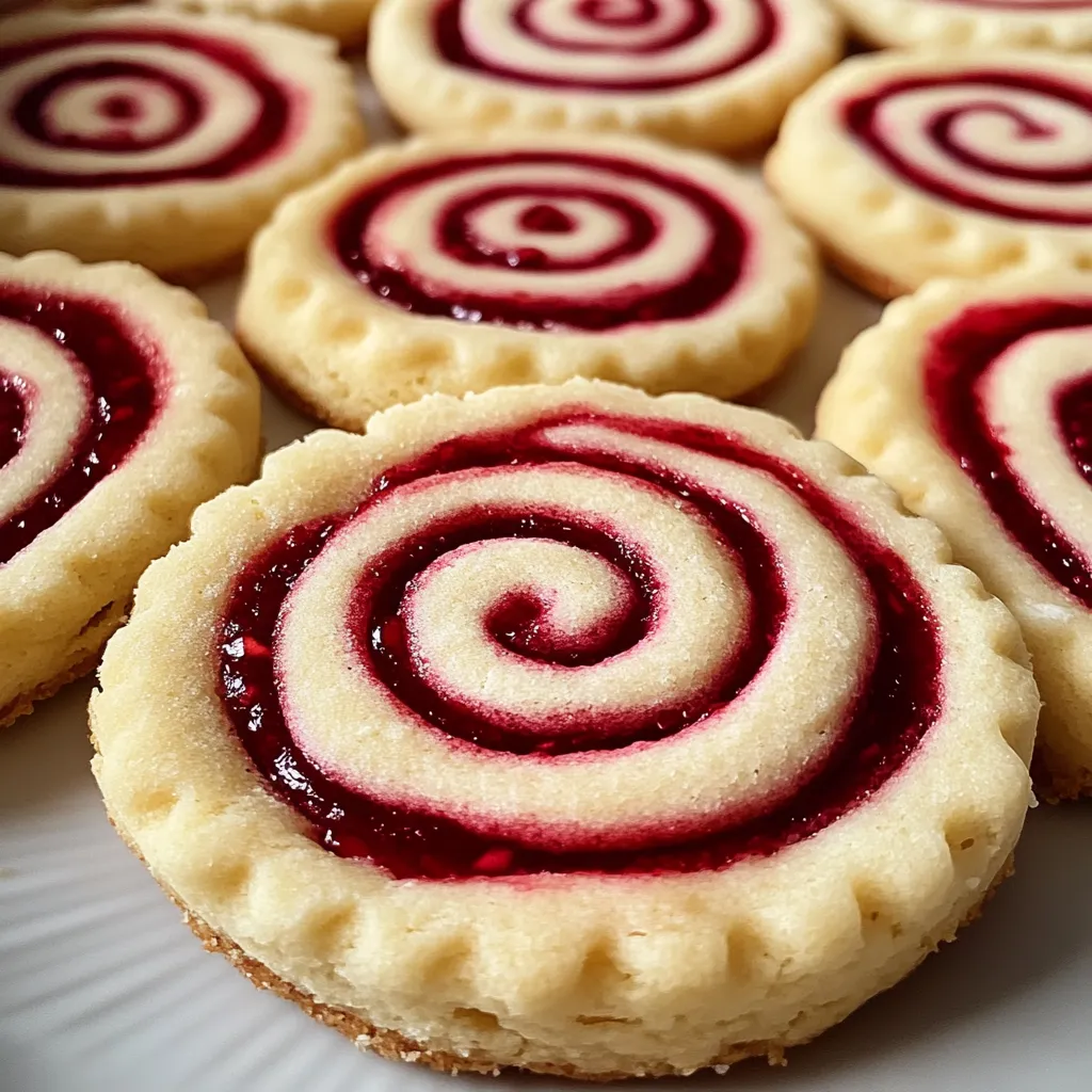 Buttery Raspberry Swirl Shortbread Cookies with Vanilla Bean Glaze