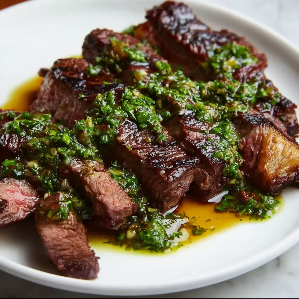 Authentic Churrasco Skirt Steak with Chimichurri Sauce and Perfect Grilled Char - secondary view