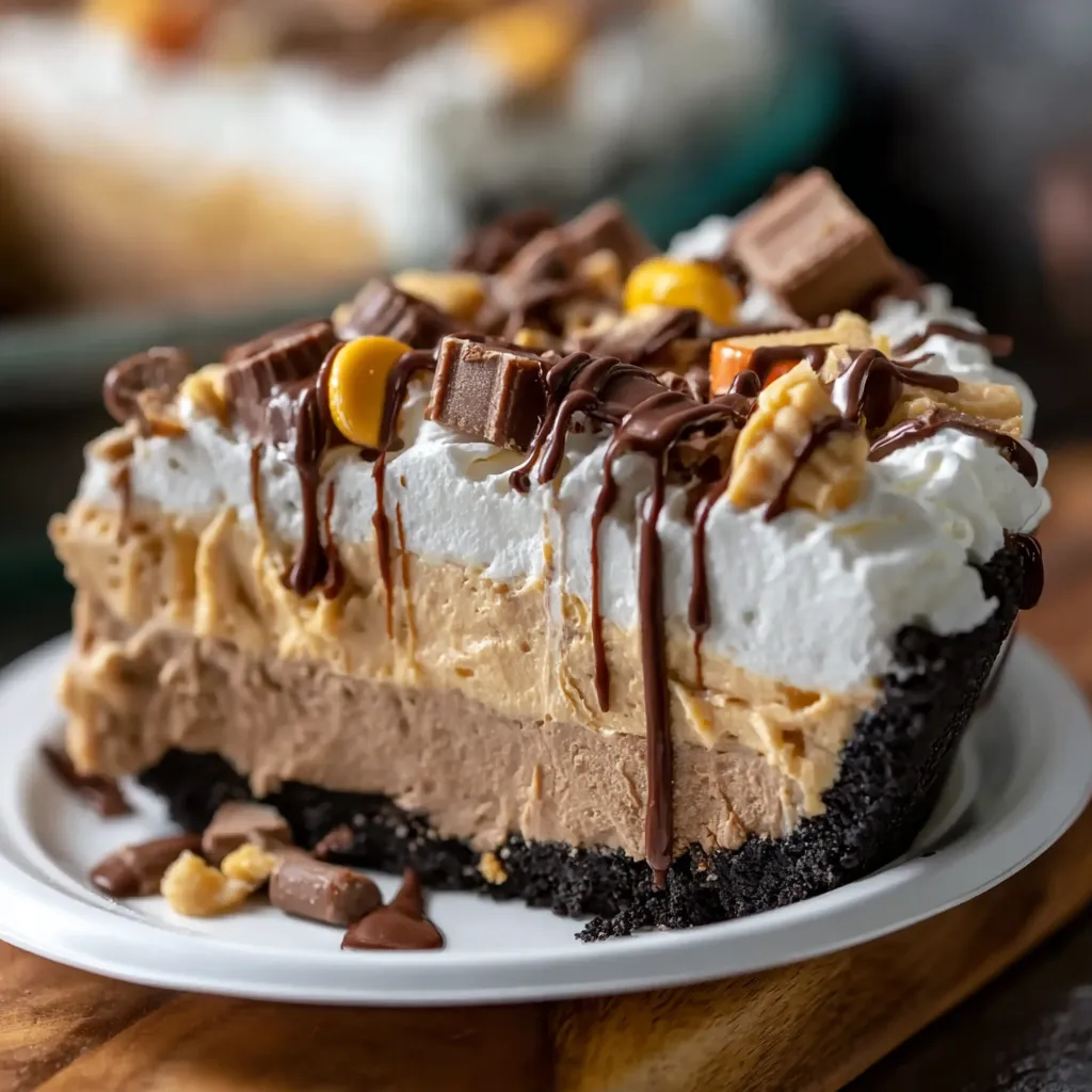 Ultimate No-Bake Cream Cheese Peanut Butter Bars with Chocolate Drizzle - secondary view