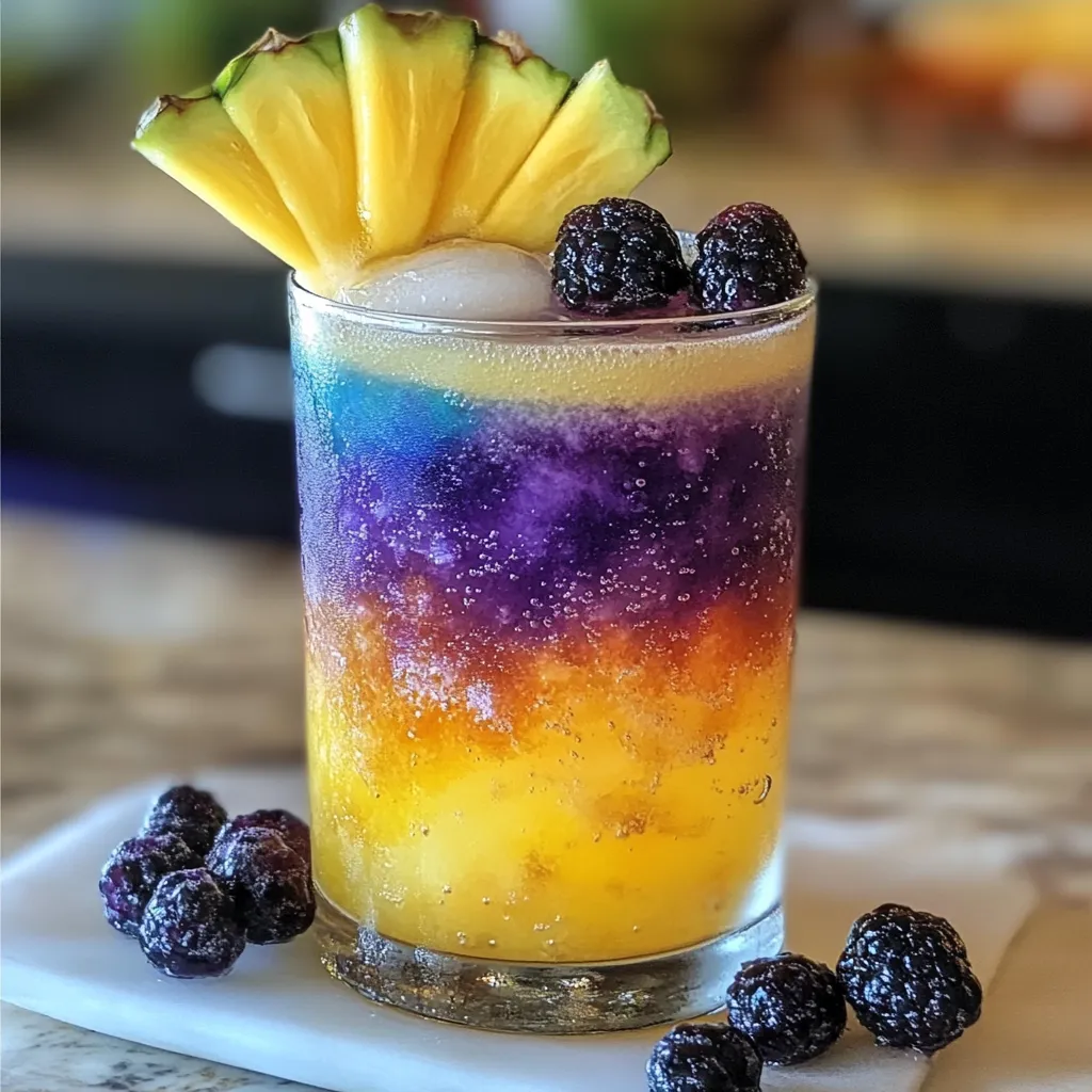 Ultimate Tropical Galaxy Mocktail with Layered Colors and Sparkling Effects - secondary view