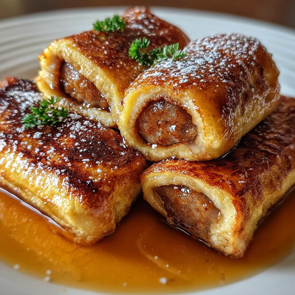 Ultimate Sausage French Toast Roll-ups with Cinnamon Sugar and Maple Syrup - secondary view