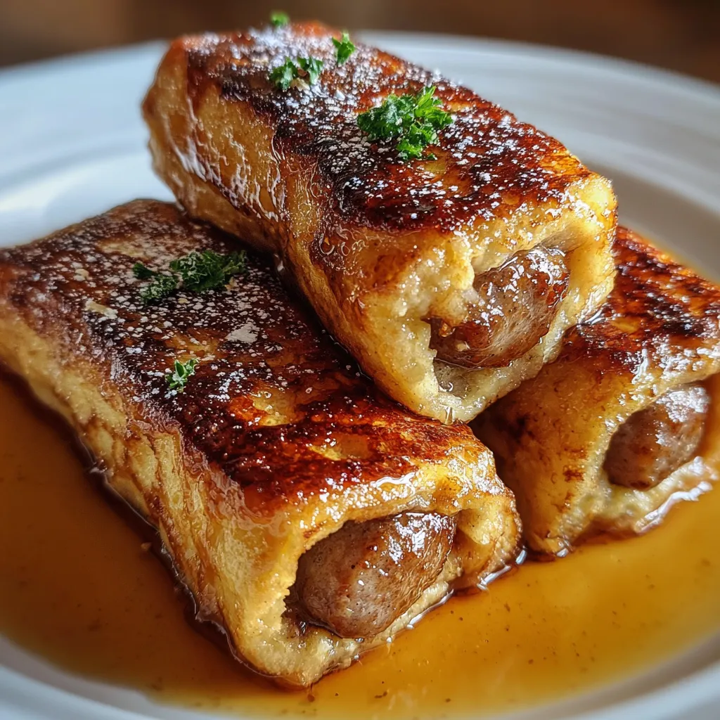 Ultimate Sausage French Toast Roll-ups with Cinnamon Sugar and Maple Syrup - tertiary view