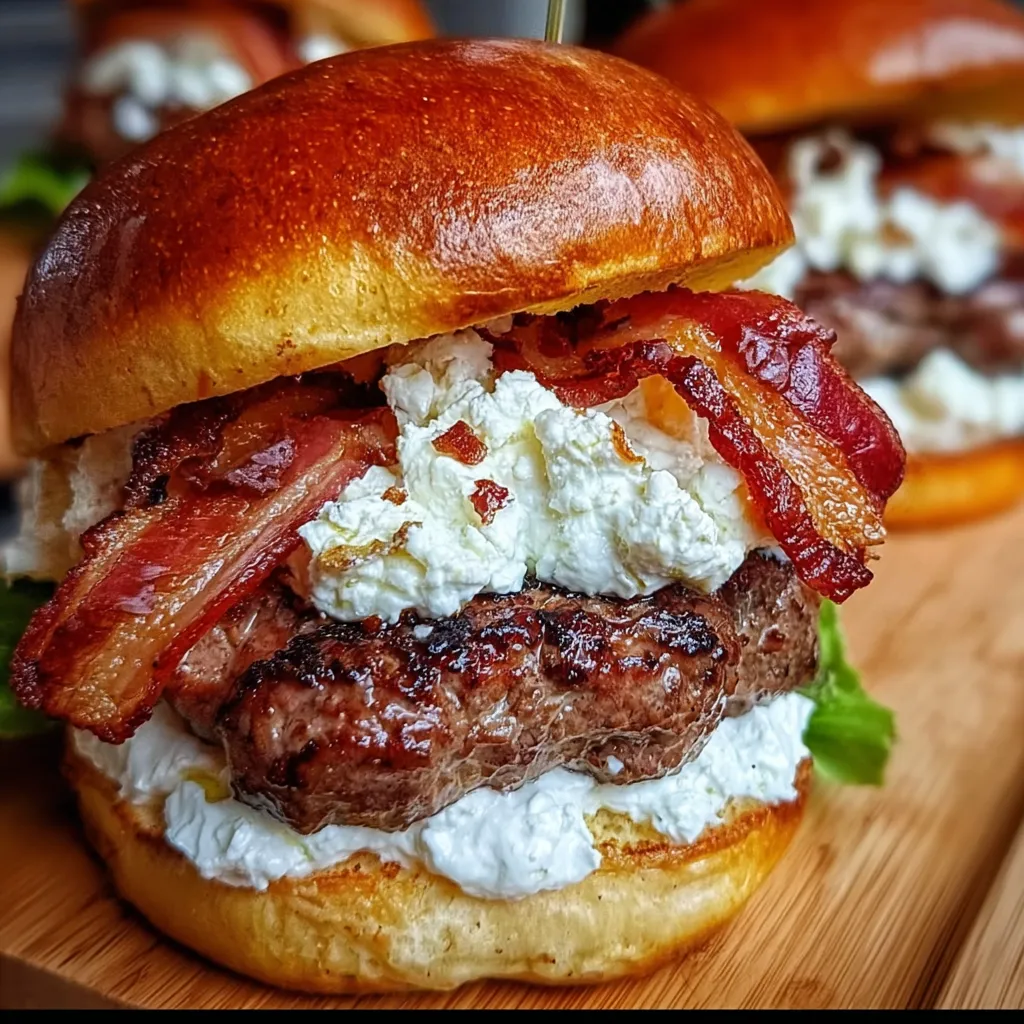 Ultimate Whipped Feta & Garlic Butter Bacon Smash Burgers - Mediterranean-Inspired Gourmet Paradise Experience - main view