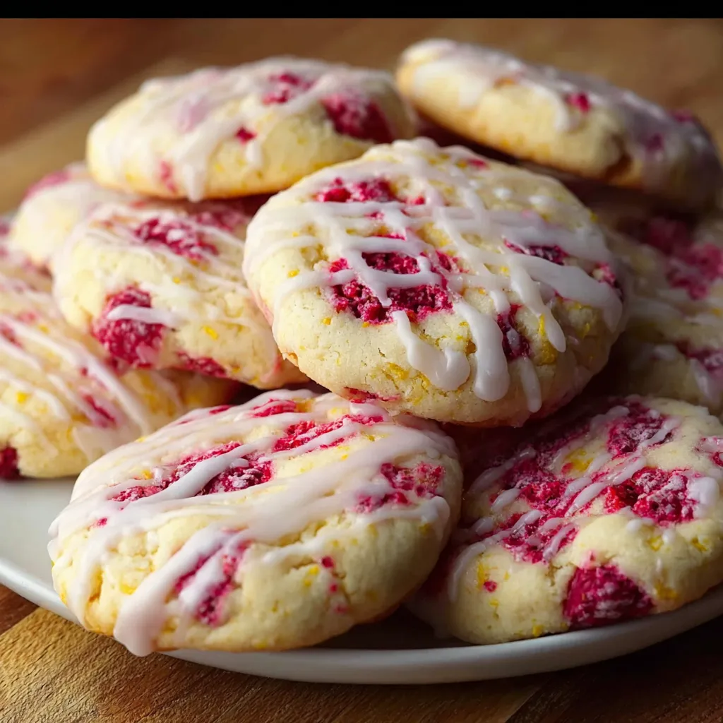 Elegant Lemon Raspberry Cookies with Bright Citrus Glaze and Beautiful Arrangement - tertiary view