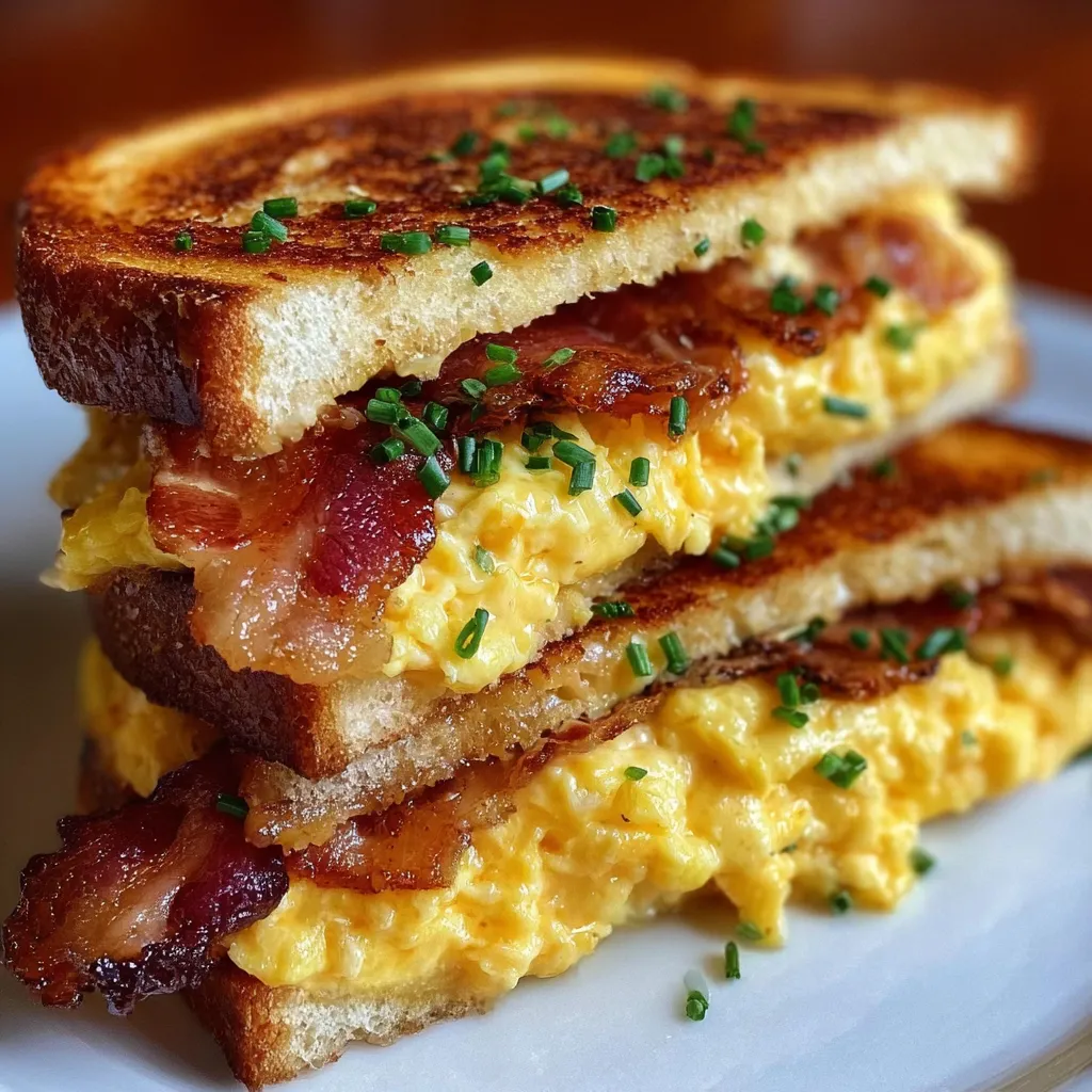 Ultimate Breakfast Grilled Cheese with Crispy Bacon and Golden Fried Egg - main view