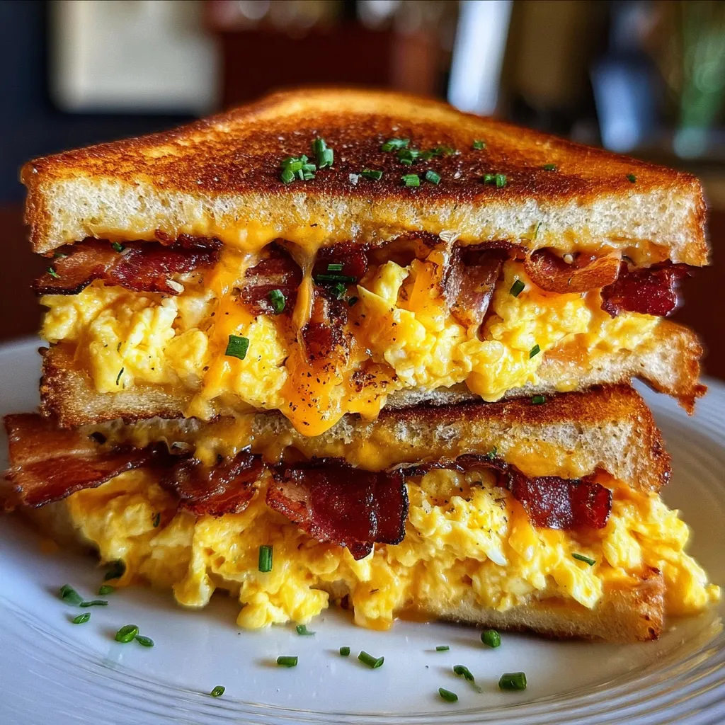 Ultimate Breakfast Grilled Cheese with Crispy Bacon and Golden Fried Egg - tertiary view