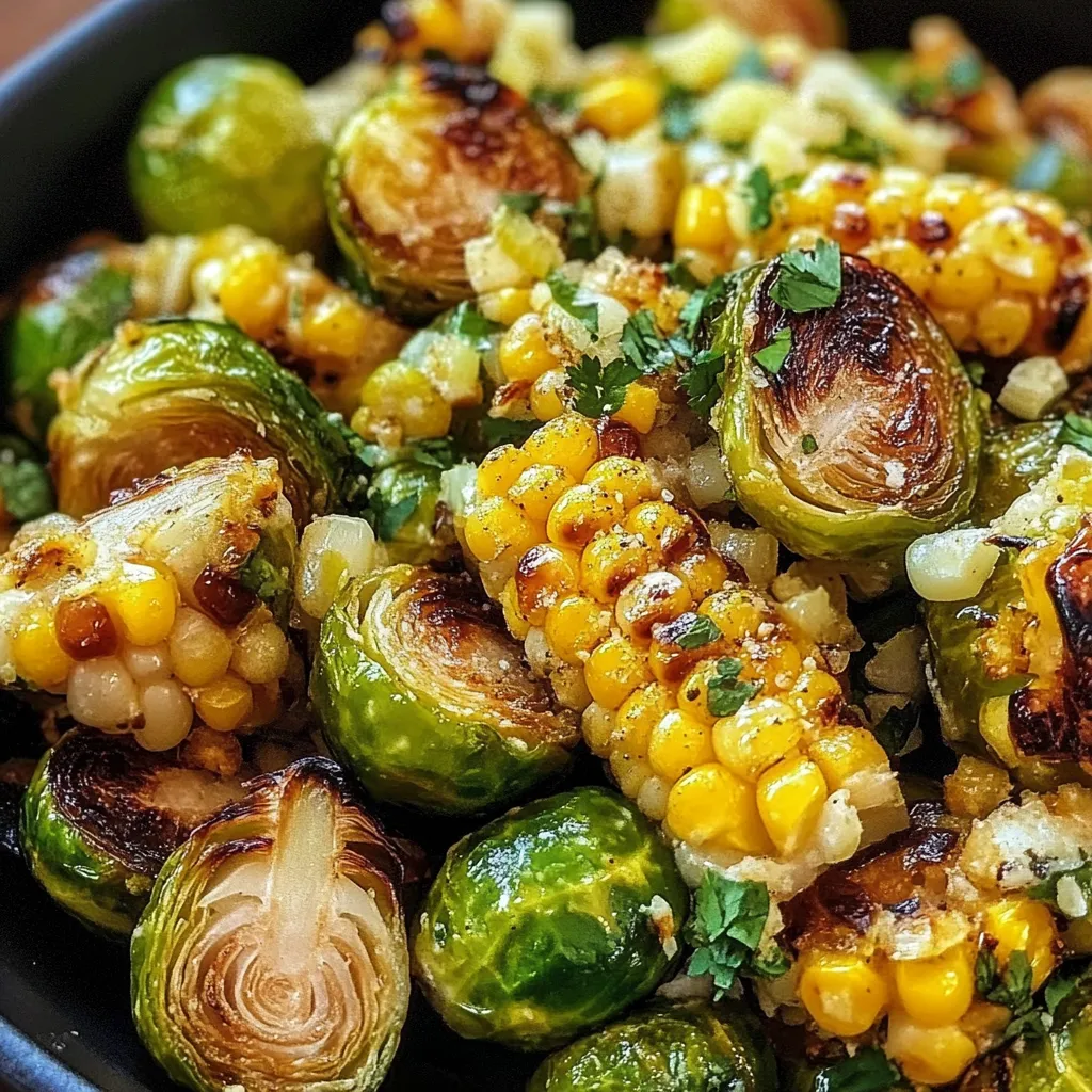 Mexican Street Corn Brussels Sprouts with Cotija Cheese and Chili Lime Crema - secondary view