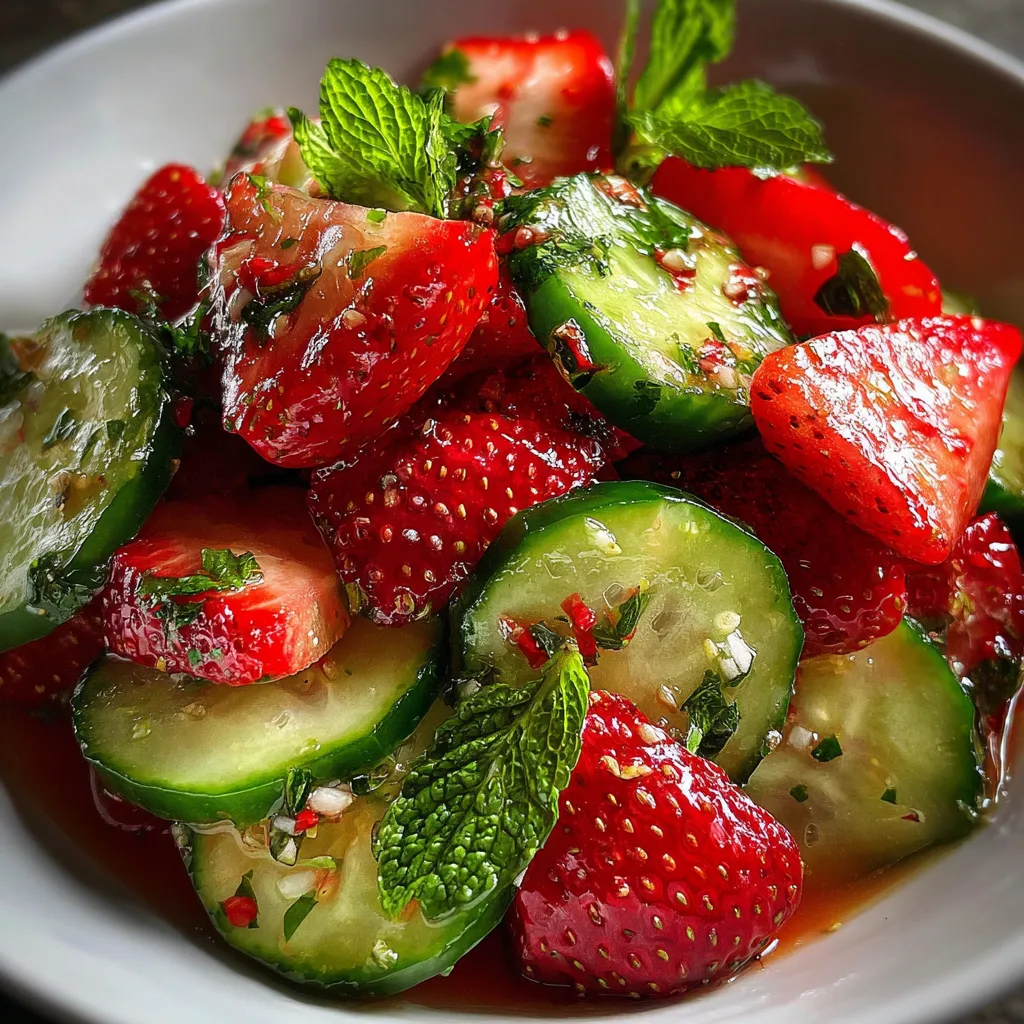 Cucumber Strawberry Salad with Fresh Mint and Balsamic Vinaigrette - main view