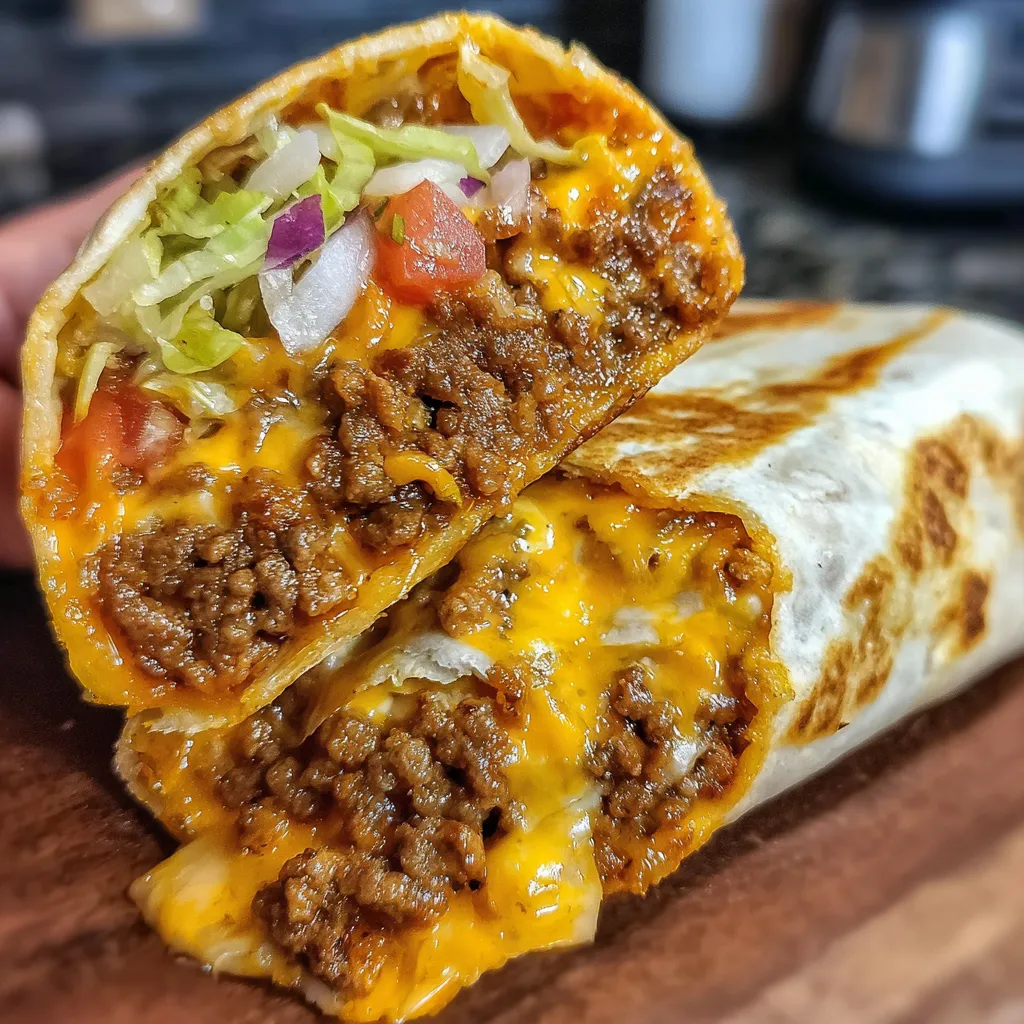 Easy Copycat Taco Bell Beefy Melt Burrito with Three Cheese Blend - secondary view