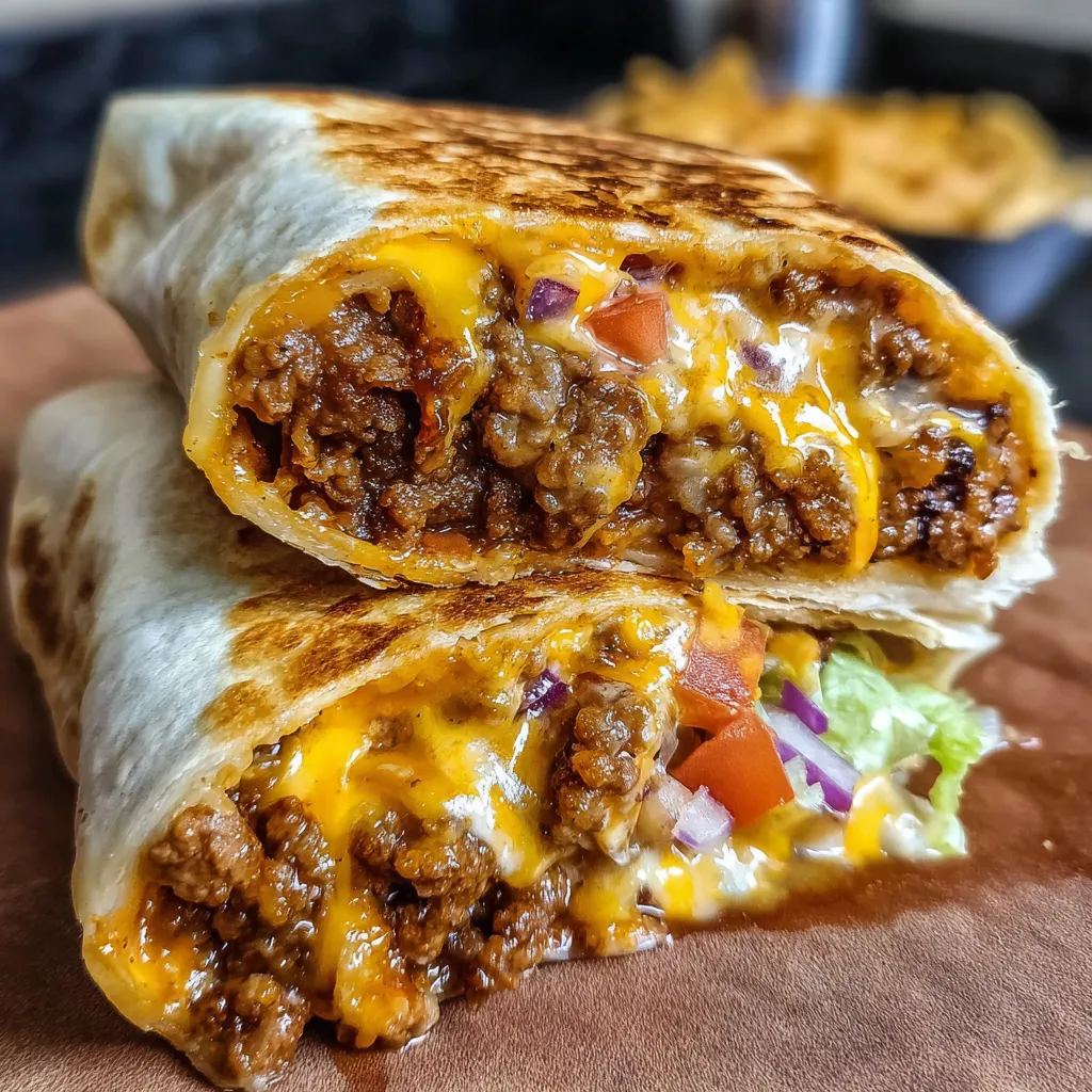 Easy Copycat Taco Bell Beefy Melt Burrito with Three Cheese Blend - tertiary view