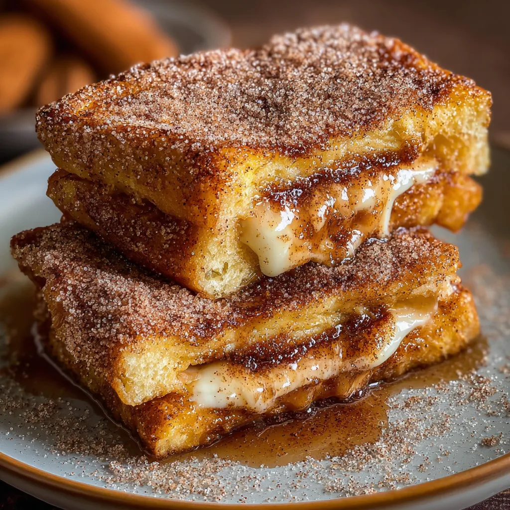 Churro Stuffed French Toast with Cinnamon Sugar and Dulce de Leche Filling - secondary view