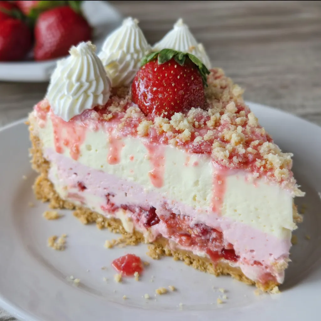 Ultimate Strawberry Crunch Cheesecake - Creamy Dreamy Strawberry Perfection with Golden Crunch Topping - main view