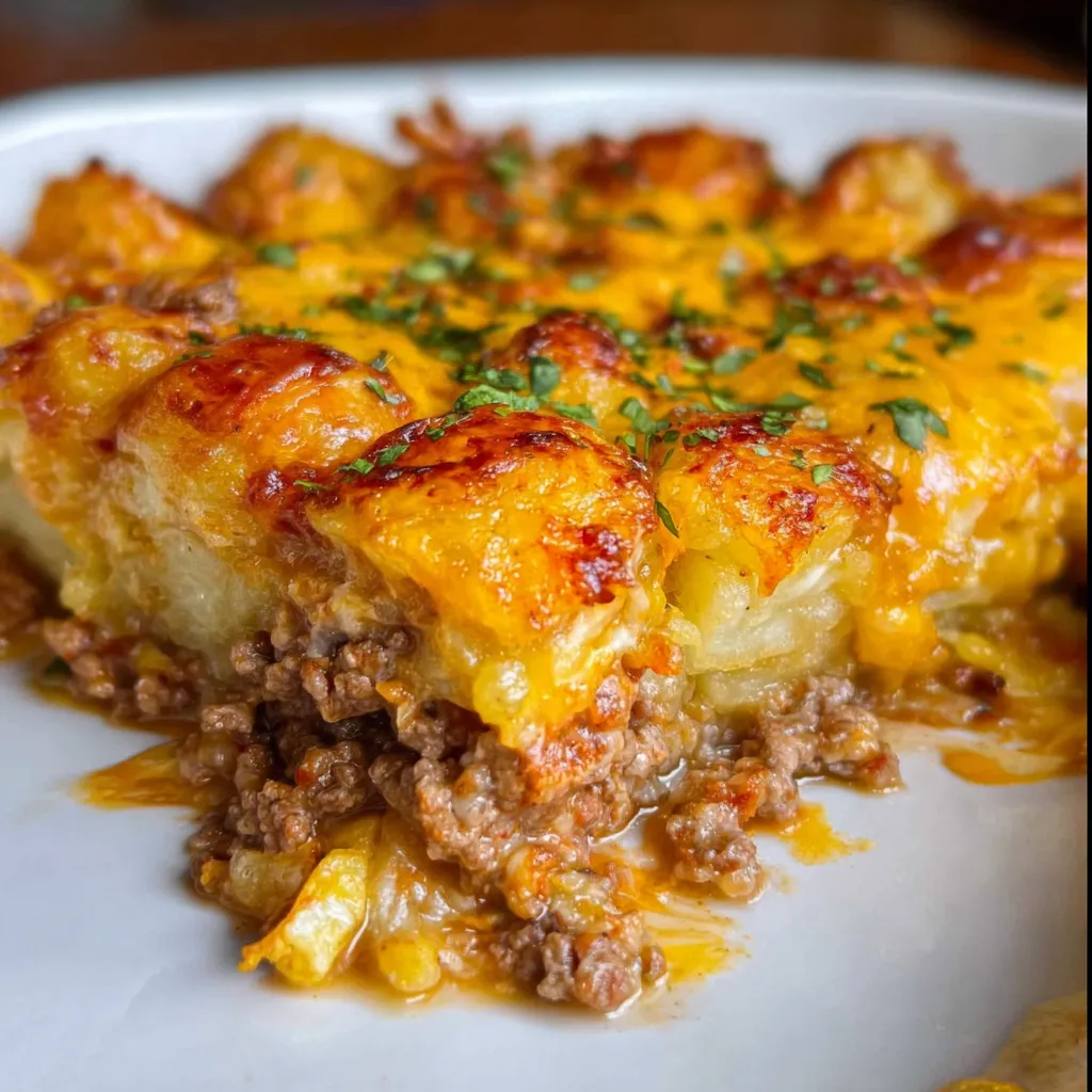 Hearty Cowboy Casserole with Ground Beef, Beans, and Cornbread Topping
