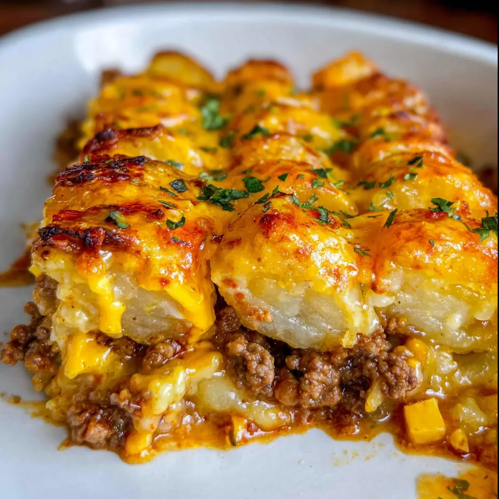 Hearty Cowboy Casserole with Ground Beef, Beans, and Cornbread Topping - secondary view