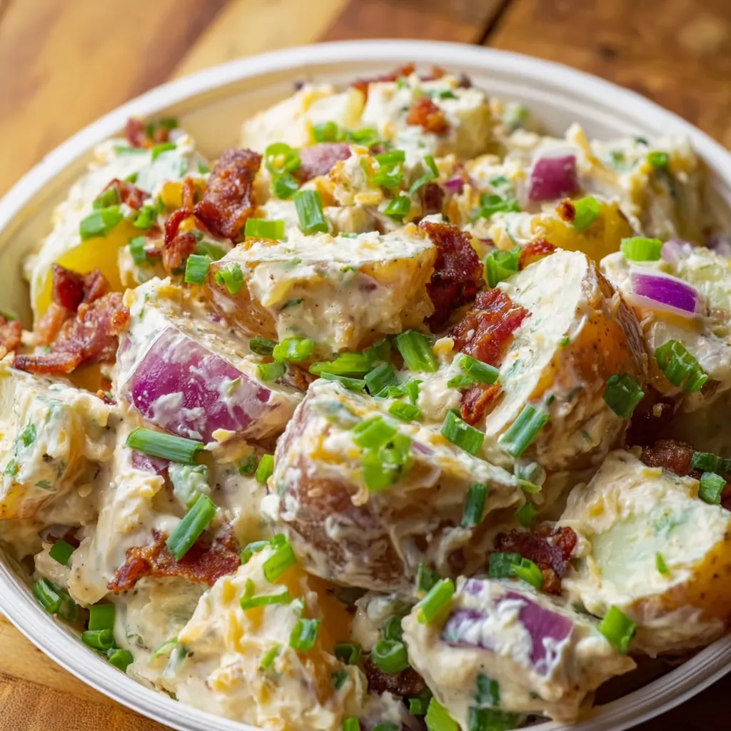 Classic Steakhouse Potato Salad with Bacon, Herbs, and Creamy Dressing - tertiary view