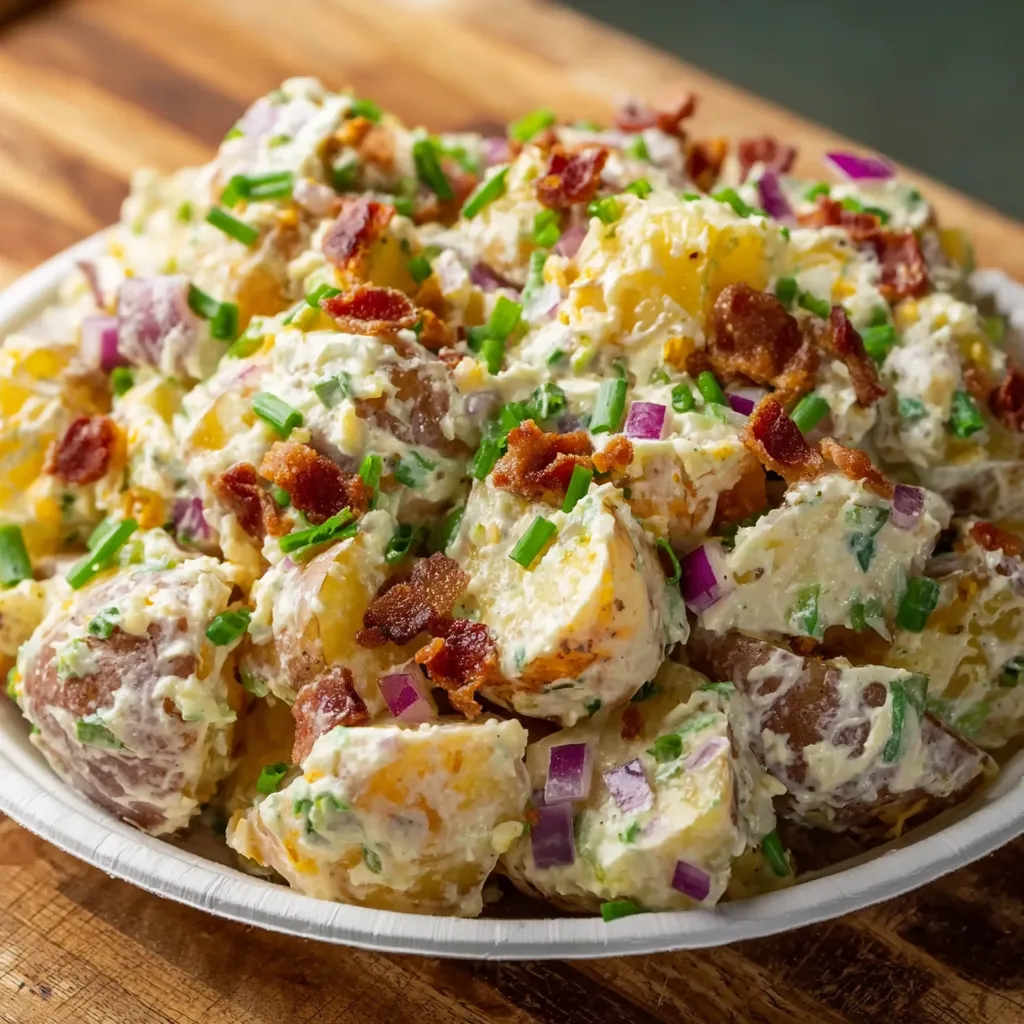 Classic Steakhouse Potato Salad with Bacon, Herbs, and Creamy Dressing - secondary view
