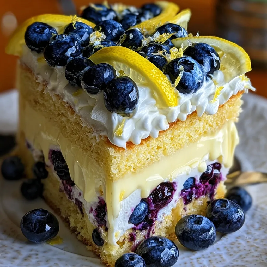 Ultimate Lemon Blueberry Layer Cake with Fresh Berries and Cream Cheese Frosting - main view