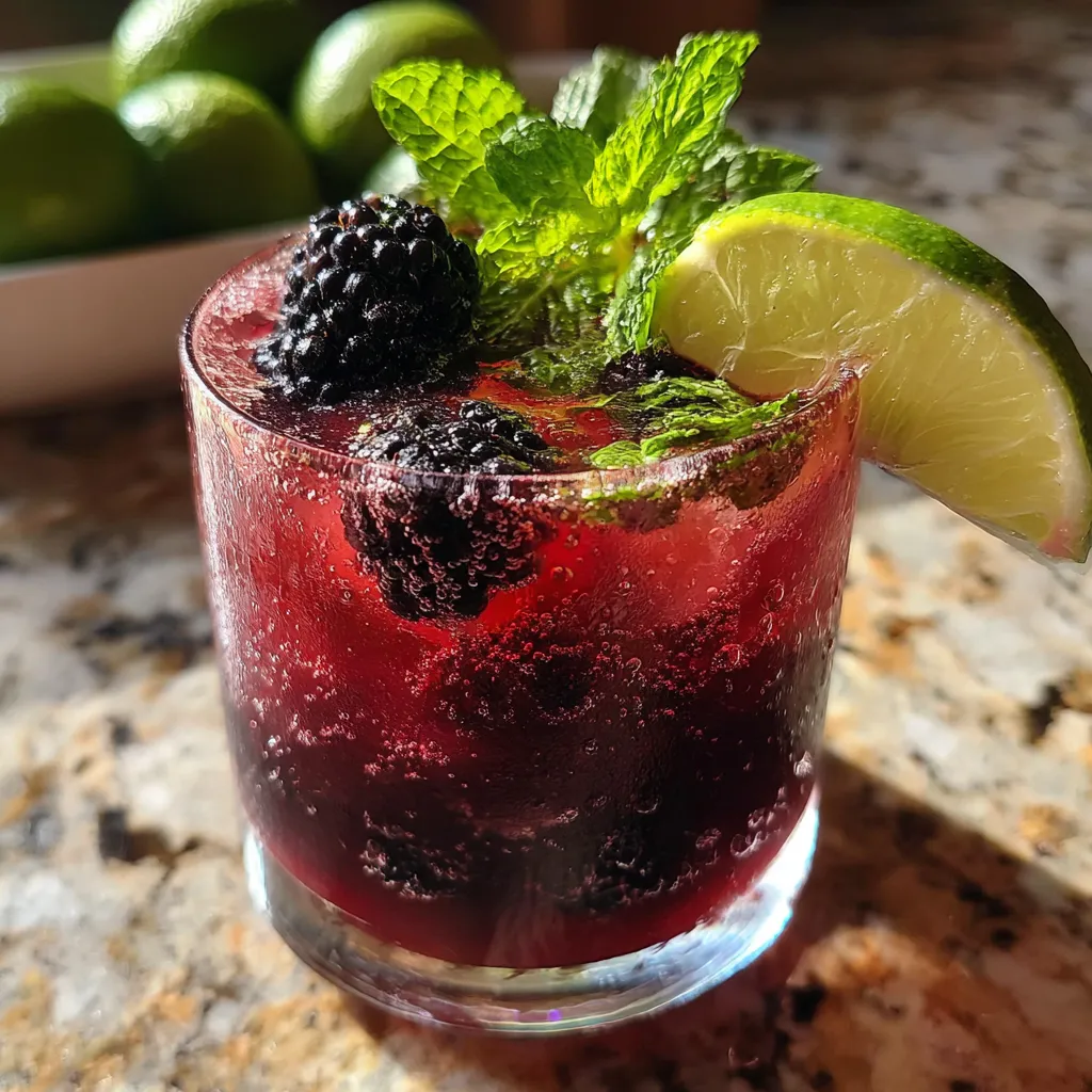 Gut Healthy Blackberry Mint Mojito with Probiotics and Fresh Herbs - main view