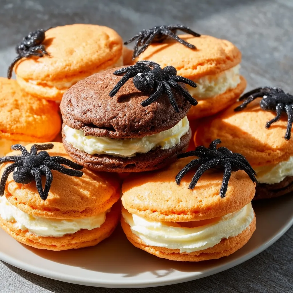 Perfectly Spooky Halloween Whoopie Pies with Orange Cream and Dark Chocolate - secondary view