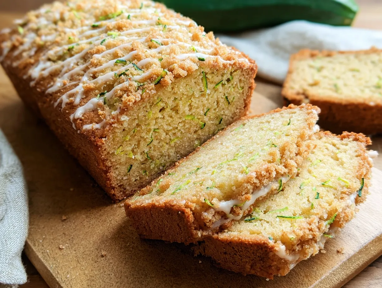 Classic Zucchini Bread with Golden Cinnamon Crumb Topping - secondary view