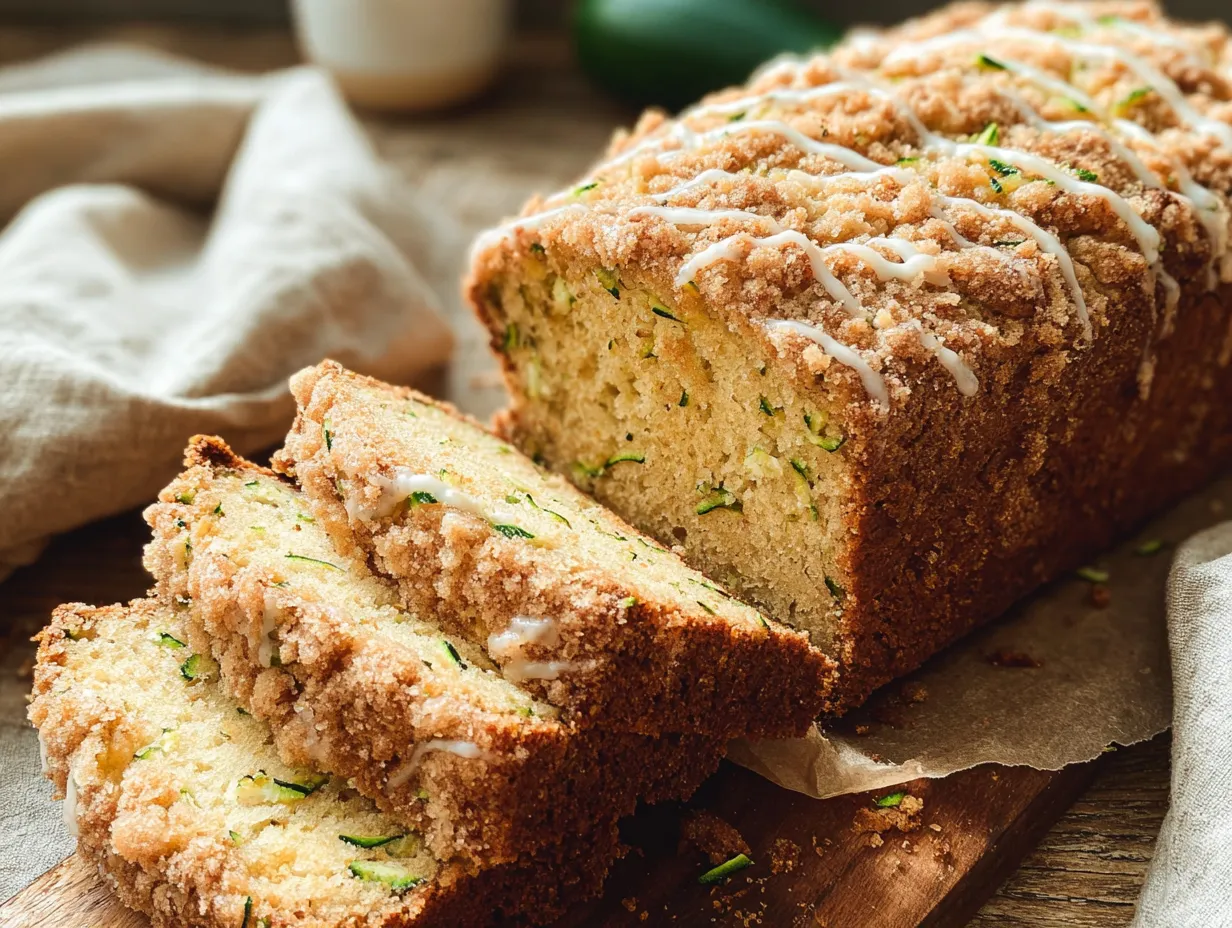 Classic Zucchini Bread with Golden Cinnamon Crumb Topping - main view
