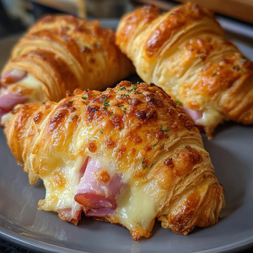 Ultimate Baked Ham and Cheese Croissants with Golden Buttery Perfection - main view