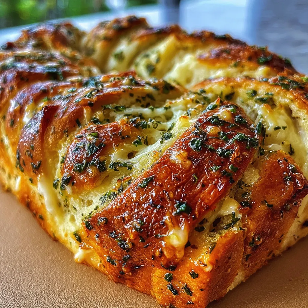 Swirled Garlic Herb And Cheese Bread With Fresh Herbs And Melted Cheese - tertiary view