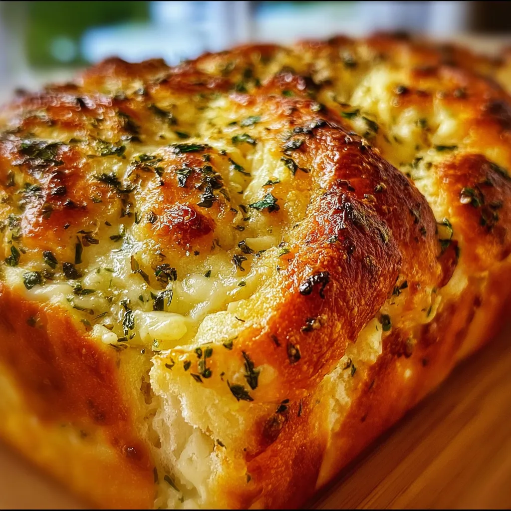 Swirled Garlic Herb And Cheese Bread With Fresh Herbs And Melted Cheese