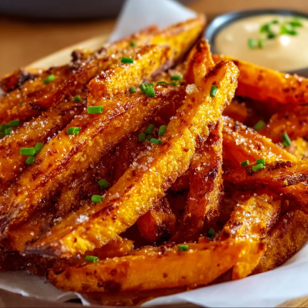 Perfectly Crispy Sweet Potato Fries with Golden Coating and Sea Salt