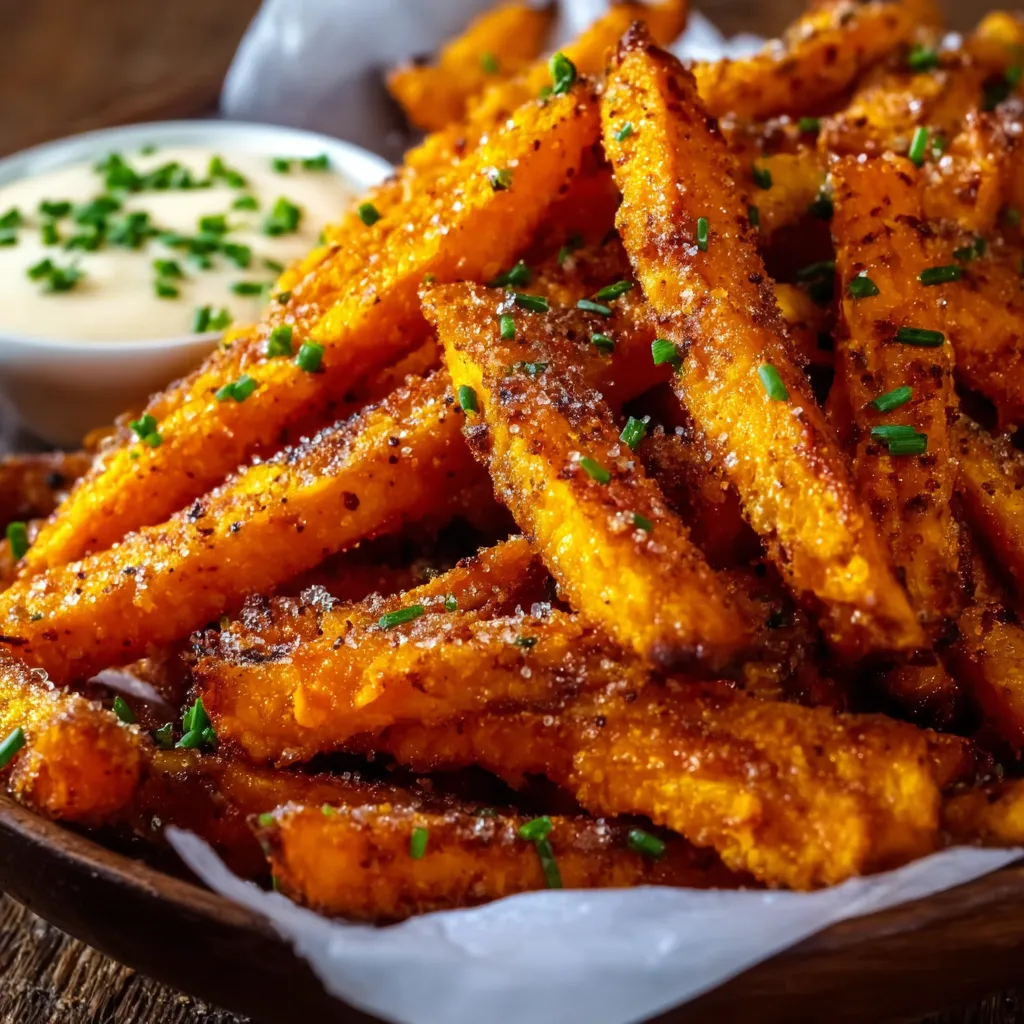 Perfectly Crispy Sweet Potato Fries with Golden Coating and Sea Salt - secondary view
