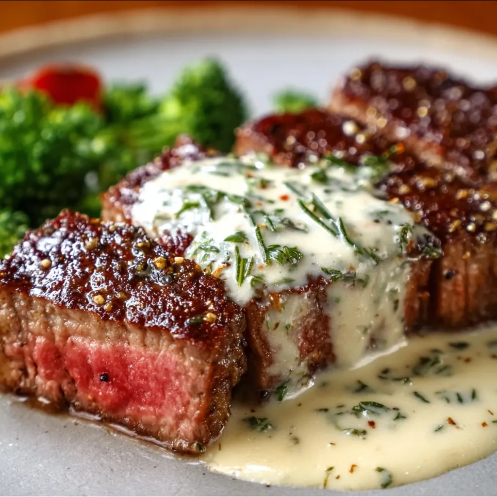 Juicy Pan-Seared Steak with Rich Creamy Garlic Herb Sauce - tertiary view
