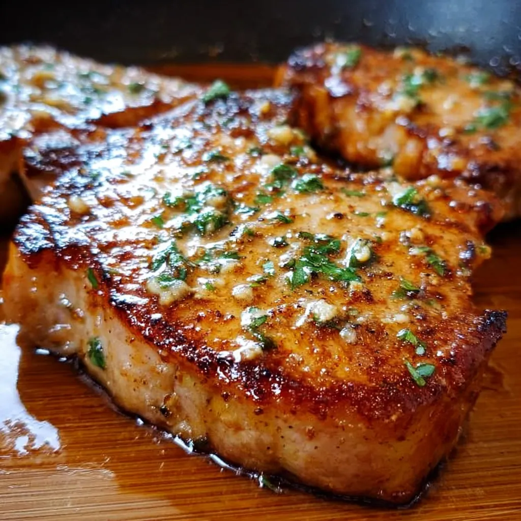 Perfect Pan-Seared Boneless Pork Chops with Herb Butter and Garlic - tertiary view