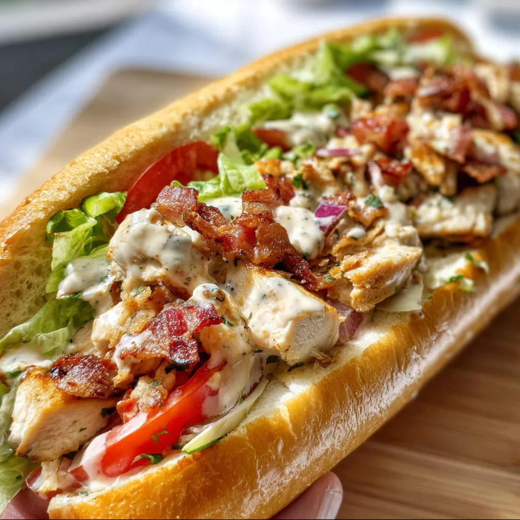 Savory Chopped Chicken Bacon Ranch Sub with Crispy Toppings and Creamy Homemade Ranch