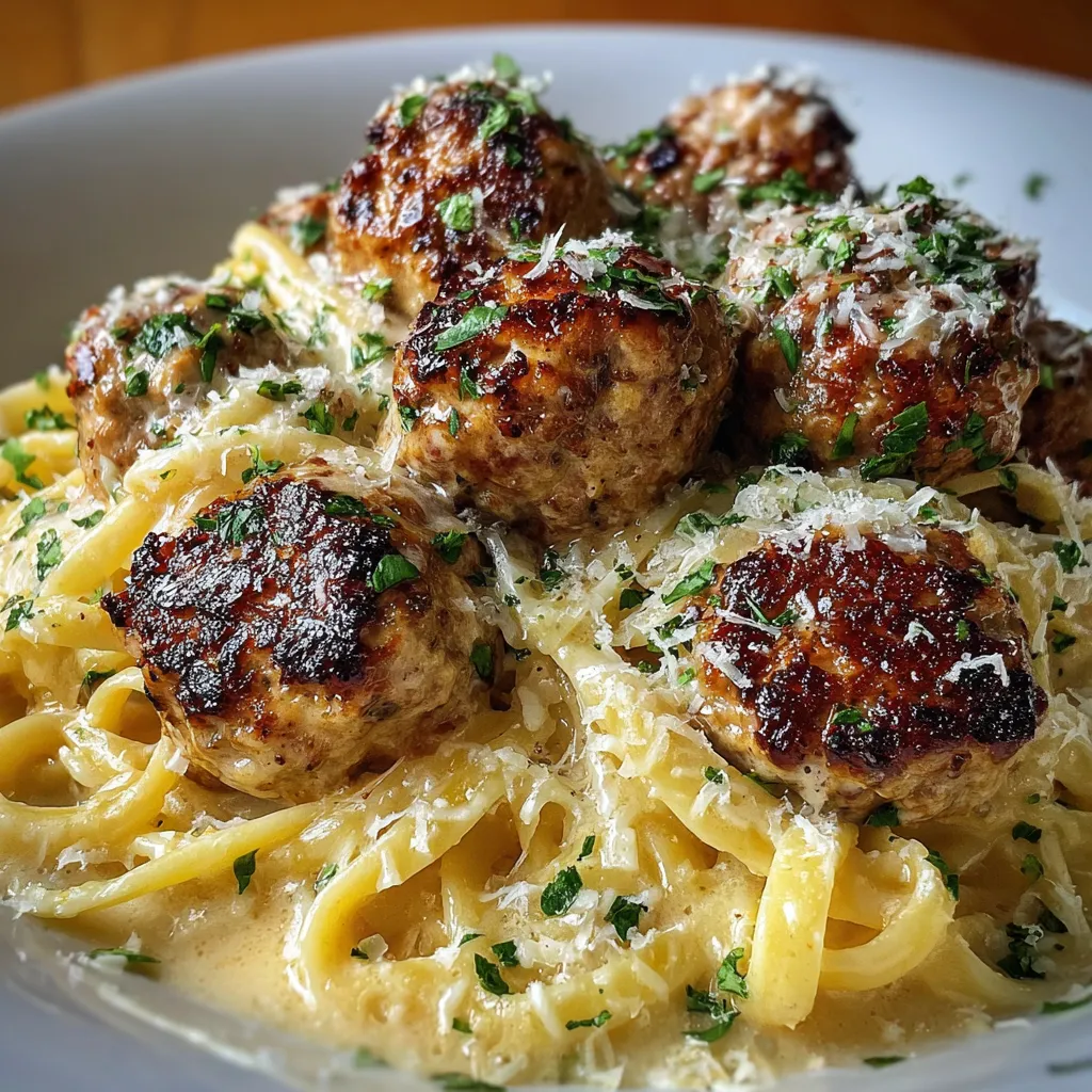 Easy Garlic Butter Meatballs with Herbs and Parmesan Cheese - main view