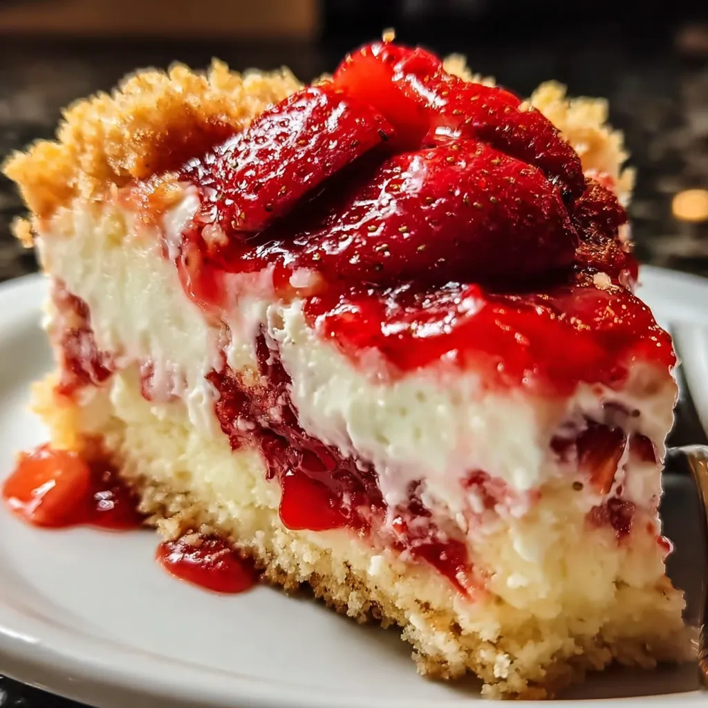 Ultimate Strawberry Cheesecake Dump Cake with Fresh Berries and Cream Cheese - secondary view