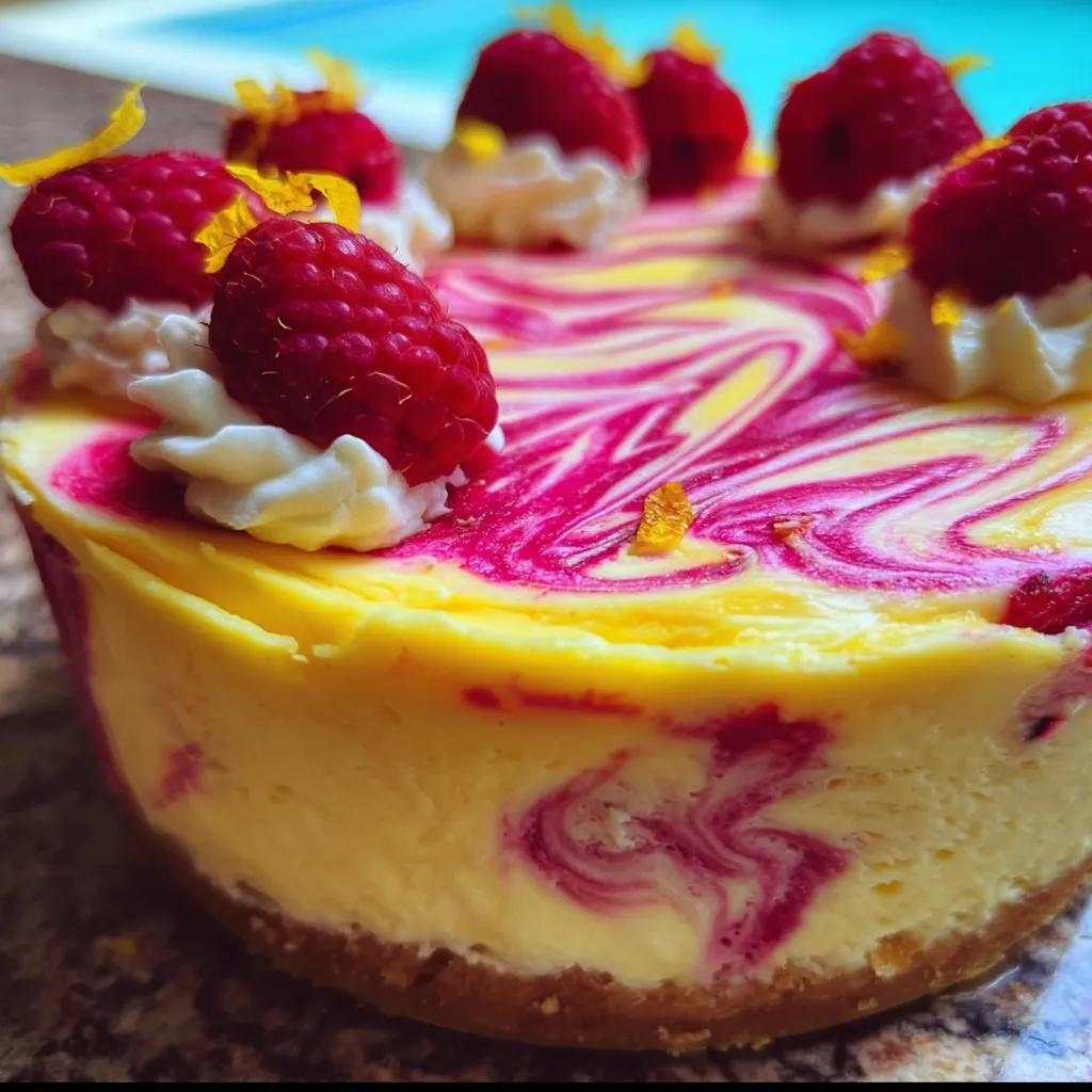 Ultimate Lemon Raspberry Swirl Cheesecake with Graham Cracker Crust - tertiary view