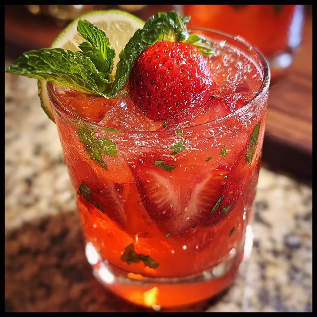Refreshing Springtime Strawberry Sipper with Fresh Mint and Sparkling Water - secondary view