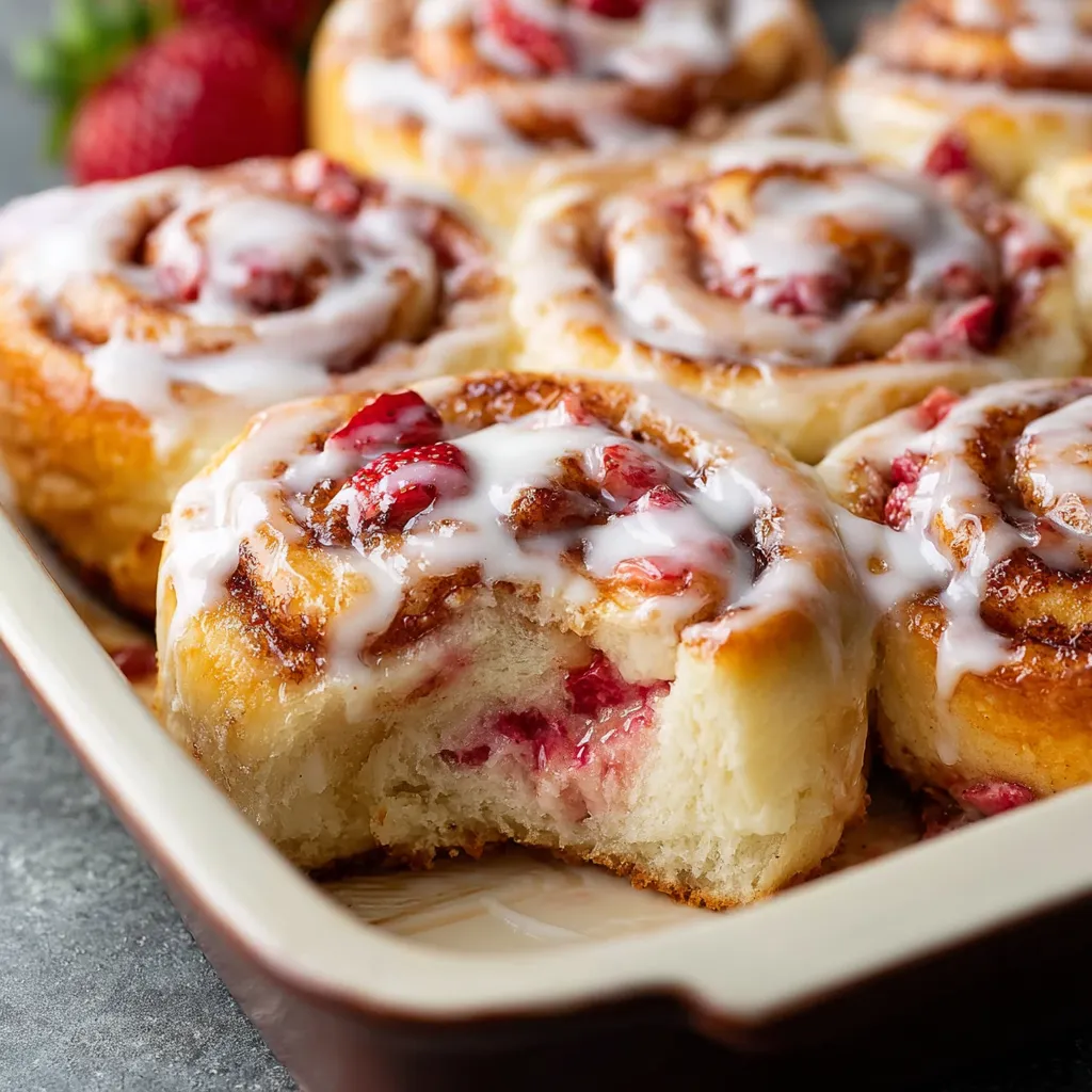 Decadent Strawberry Cheesecake Cinnabon Rolls with Cream Cheese Swirl and Fresh Berry Glaze