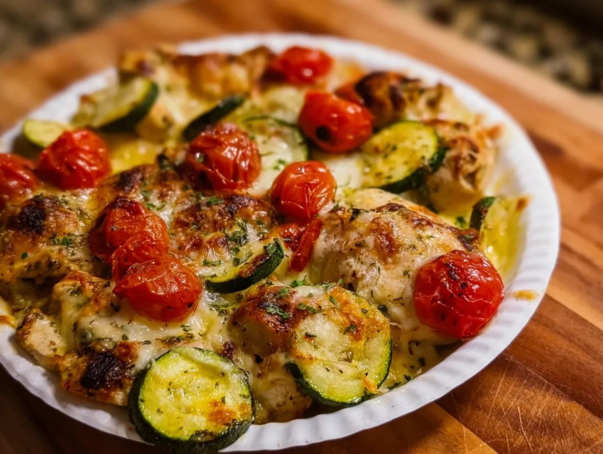 Mediterranean Chicken and Zucchini Bake with Feta, Olives and Fresh Herbs - secondary view