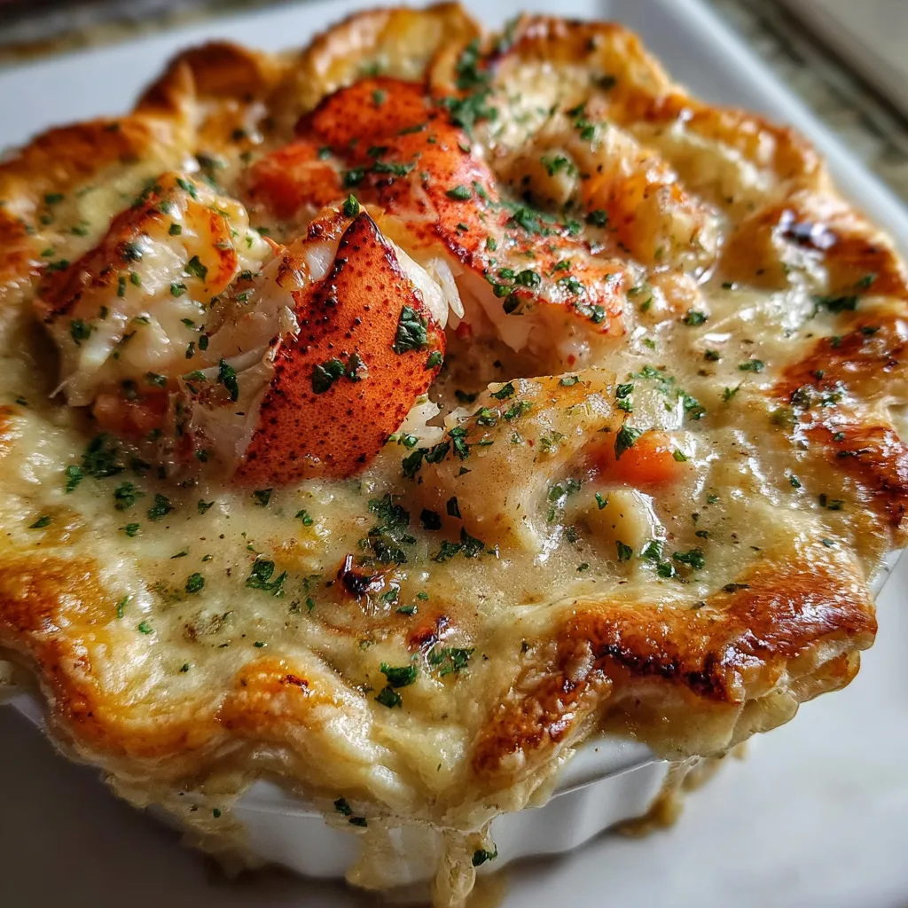 Gourmet Lobster Pot Pie with Flaky Pastry and Fresh Herb Cream Sauce - main view